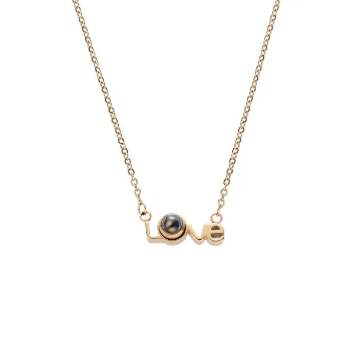 100 Languages LOVE Projection Necklace – "I Love You" Couple Pendant Chain | Romantic Jewelry for Lovers | Wholesale