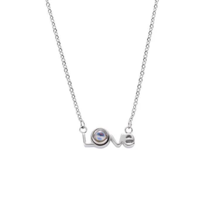 100 Languages LOVE Projection Necklace – "I Love You" Couple Pendant Chain | Romantic Jewelry for Lovers | Wholesale
