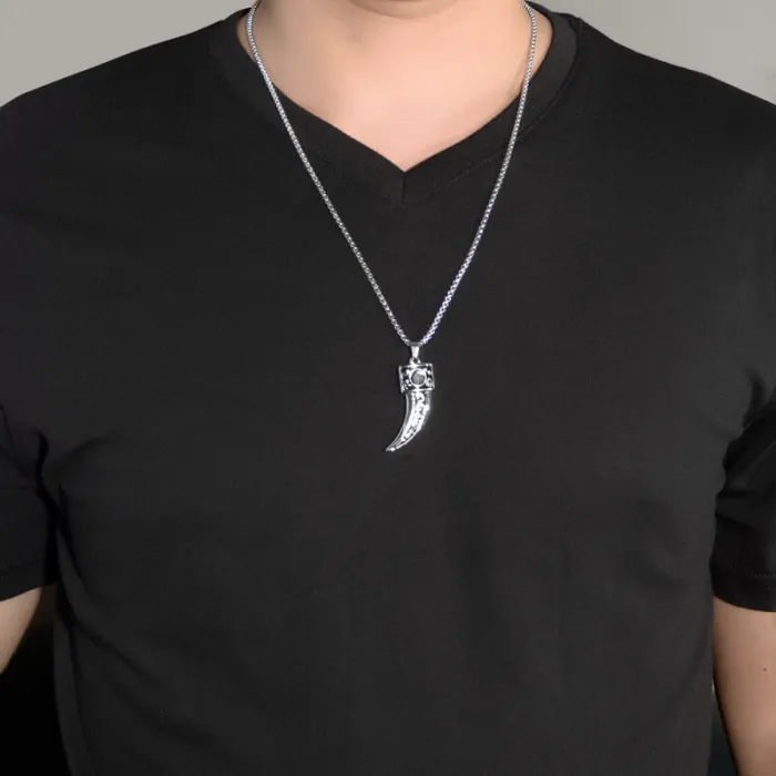 Wolf Fang Pendant Necklace – Sanskrit Carved Titanium Steel Accessory for Men | Creative Street Style Jewelry | Wholesale