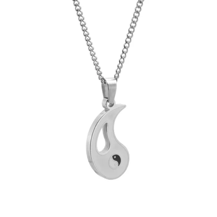 Yin Yang Taiji Pendant Necklace – Vintage Ethnic Style in Titanium Steel for Couples | Bagua Symbol Jewelry | Trendy Lock Chain | Wholesale