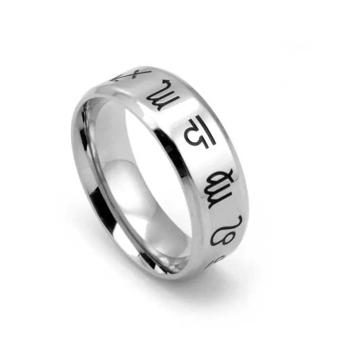 Zodiac Sign Letter Ring – Men's Fashion Titanium Steel Ring with 12 Constellation Symbols | Trendy Personalized Jewelry | Wholesale