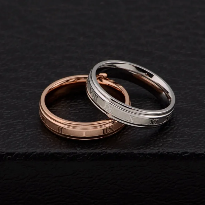 Men’s Roman Numeral Ring – Stainless Steel Fashion Band in Rose Gold Finish | Korean Style Statement Ring | Wholesale Accessories