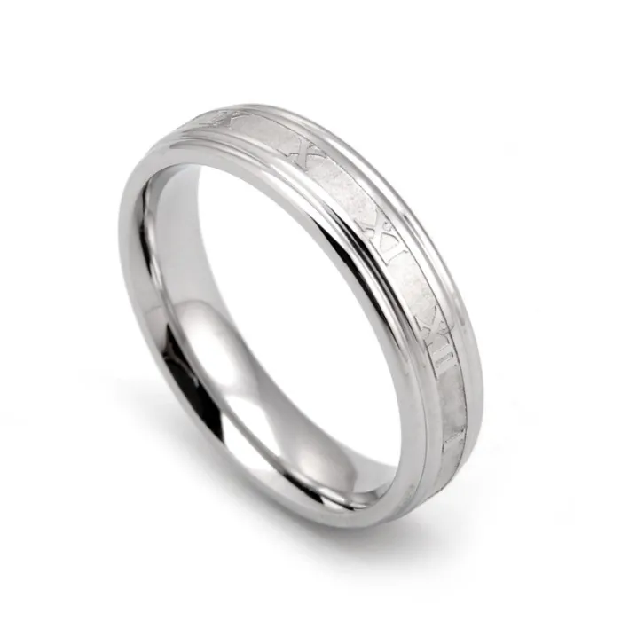 Men’s Roman Numeral Ring – Stainless Steel Fashion Band in Rose Gold Finish | Korean Style Statement Ring | Wholesale Accessories