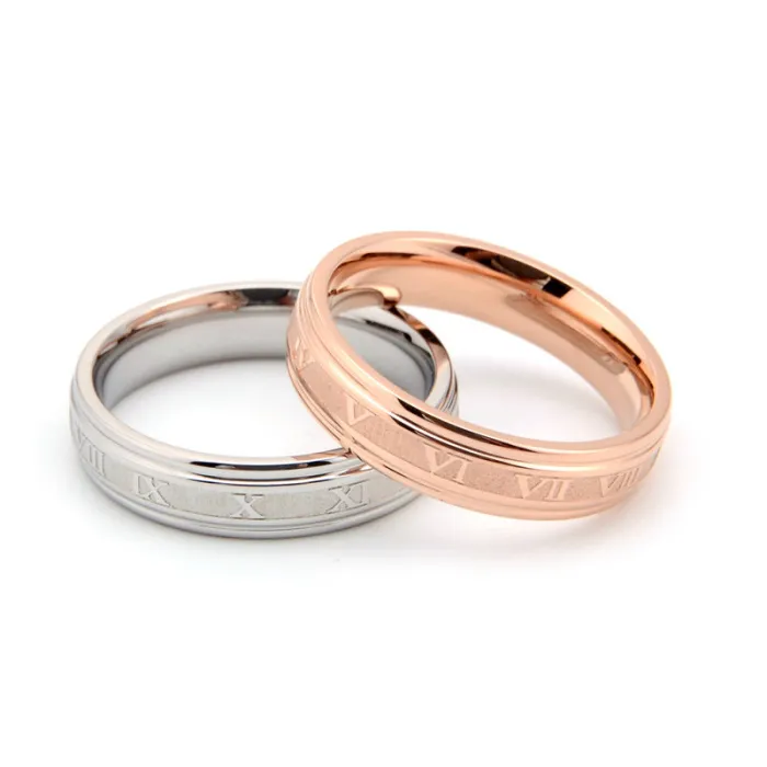 Men’s Roman Numeral Ring – Stainless Steel Fashion Band in Rose Gold Finish | Korean Style Statement Ring | Wholesale Accessories