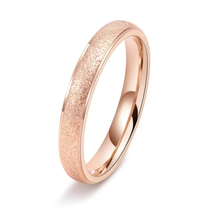Minimalist Sandblasted Ring – Stainless Steel Narrow Band for Men & Women | Matte Texture Couple Ring | Student Style Jewelry Wholesale