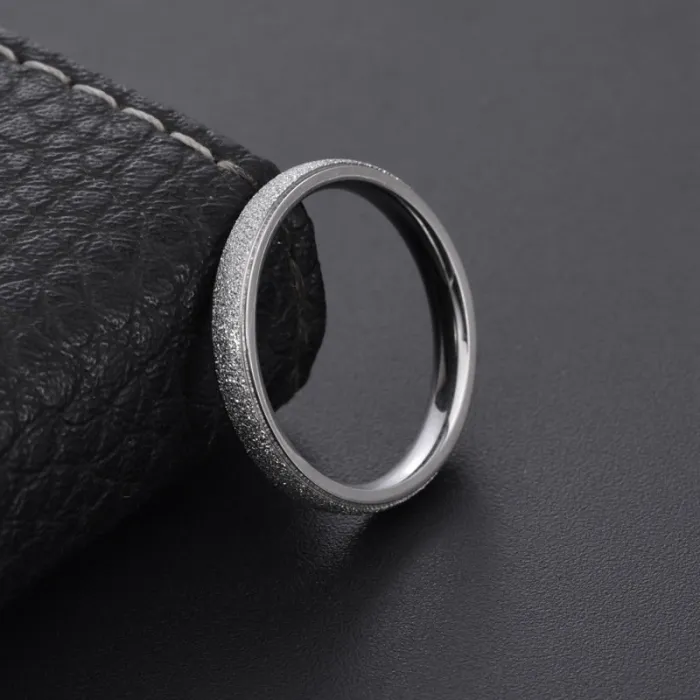 Minimalist Sandblasted Ring – Stainless Steel Narrow Band for Men & Women | Matte Texture Couple Ring | Student Style Jewelry Wholesale