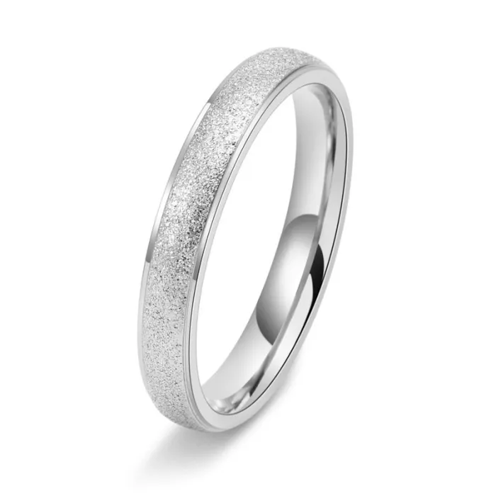 Minimalist Sandblasted Ring – Stainless Steel Narrow Band for Men & Women | Matte Texture Couple Ring | Student Style Jewelry Wholesale