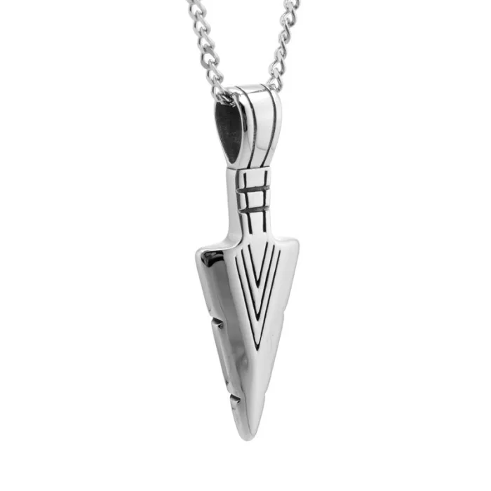 Arrowhead Pendant Necklace – Vintage Style Forged Titanium Steel Pendant for Men | Bold Symbol Design | Wholesale Available