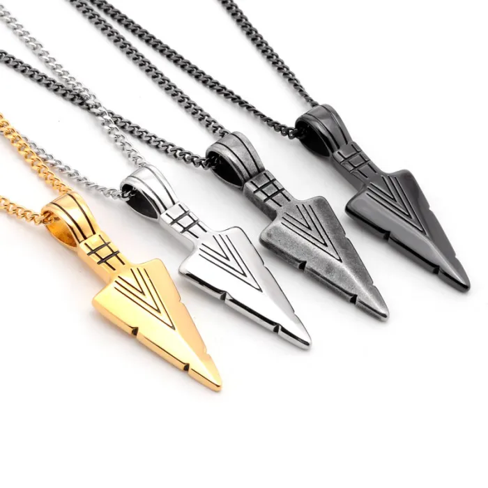 Arrowhead Pendant Necklace – Vintage Style Forged Titanium Steel Pendant for Men | Bold Symbol Design | Wholesale Available