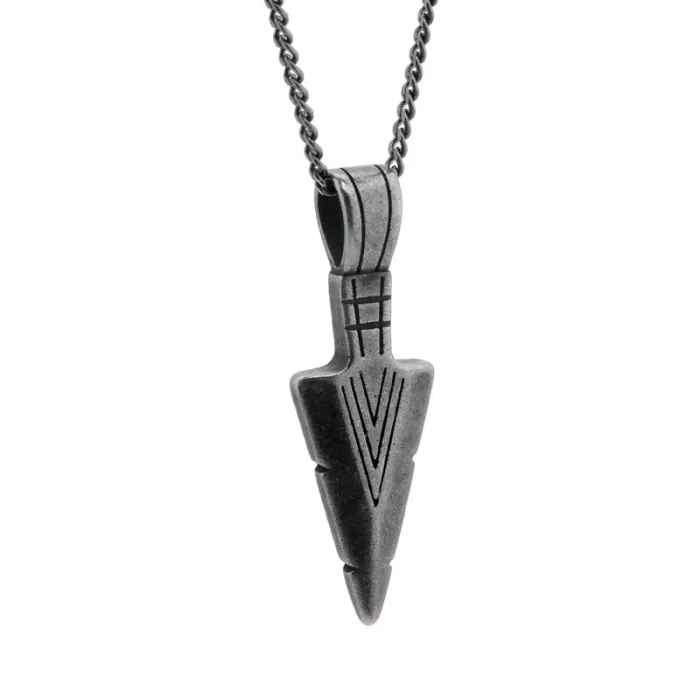 Arrowhead Pendant Necklace – Vintage Style Forged Titanium Steel Pendant for Men | Bold Symbol Design | Wholesale Available