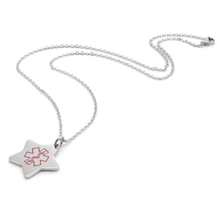 Pentagram Caduceus Pendant Necklace – Polished Titanium Steel Minimalist Star & Medical Staff Pendant for Men | Wholesale Jewelry