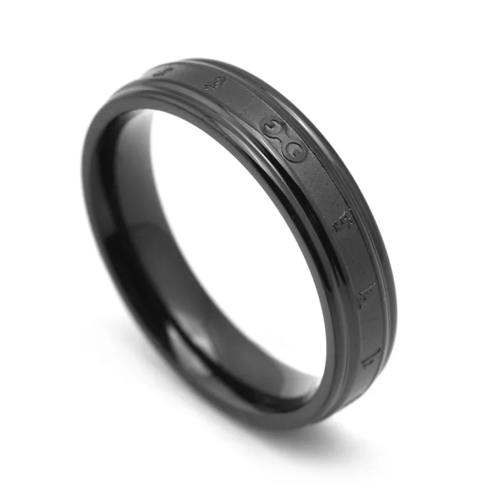 Chinese Style Titanium Steel Black Ring – Minimalist Narrow Band with Six-Character Mantra | Unisex Fashion Jewelry | Wholesale