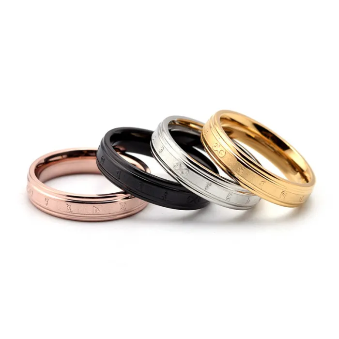 Chinese Style Titanium Steel Black Ring – Minimalist Narrow Band with Six-Character Mantra | Unisex Fashion Jewelry | Wholesale