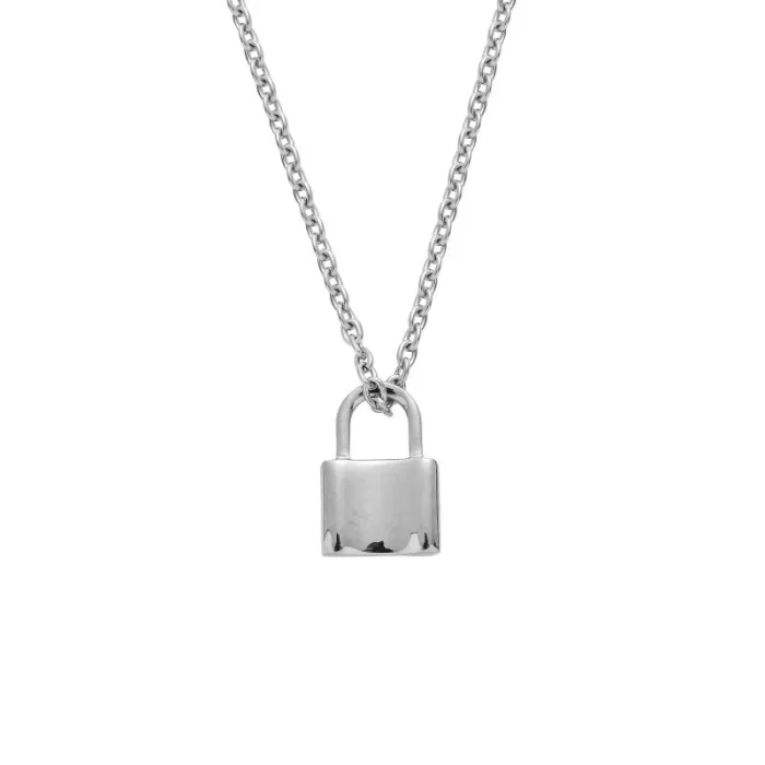 Stainless Steel Padlock Pendant for Men – Hip-Hop Rock Style Necklace | Minimalist Cool Accessory | Trendy Streetwear Jewelry | Wholesale