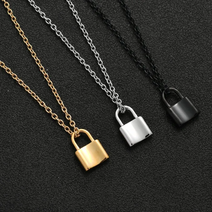 Stainless Steel Padlock Pendant for Men – Hip-Hop Rock Style Necklace | Minimalist Cool Accessory | Trendy Streetwear Jewelry | Wholesale
