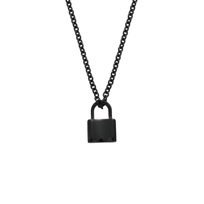 Stainless Steel Padlock Pendant for Men – Hip-Hop Rock Style Necklace | Minimalist Cool Accessory | Trendy Streetwear Jewelry | Wholesale