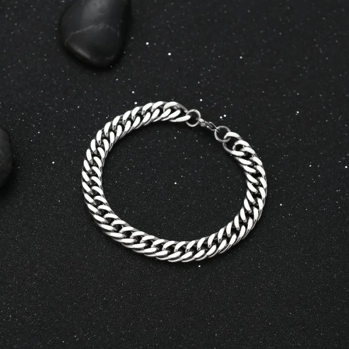 Men's Trendy Hip-Hop Bracelet – Stainless Steel Chain Hand Accessory | Bold Cool Style | Fashion Titanium Steel Wristband | Wholesale
