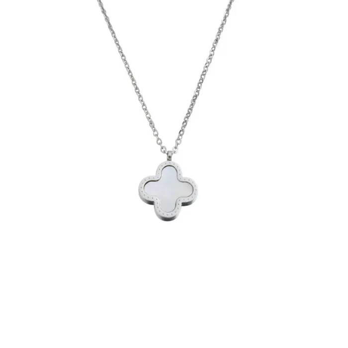 Clover Pendant Necklace for Women – Korean Style Shell Charm on Dainty Chain | Minimalist Fresh Look | Trendy Lock Collar Necklace | Wholesale