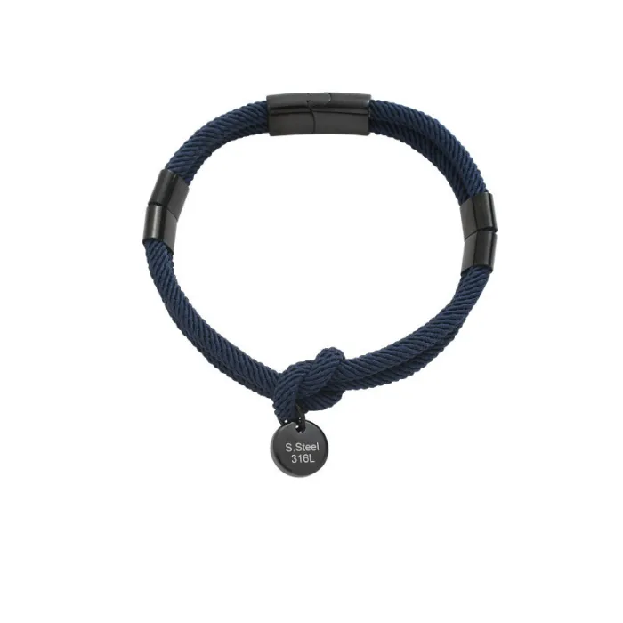Minimalist Fresh Style Couple Bracelet – Double-Layer Braided Cord with Metal Accents | Trendy Titanium Steel Hand Accessory | Wholesale
