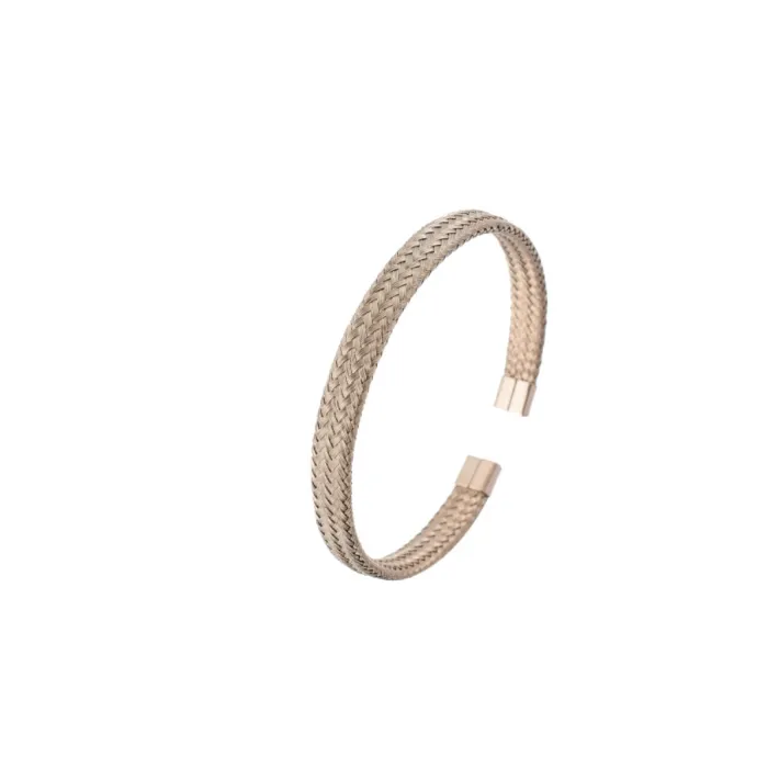 Hip-Hop Titanium Steel C-Shaped Bracelet – Twisted Wire Mesh Design for Men | Trendy Street Style Bangle | Wholesale