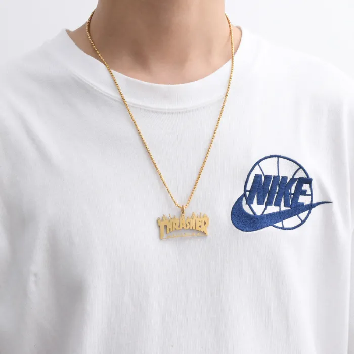 Hip-Hop Titanium Steel Flame Letter Pendant Necklace – Customizable Street Dance Accessory | Trendy Party Jewelry | Wholesale