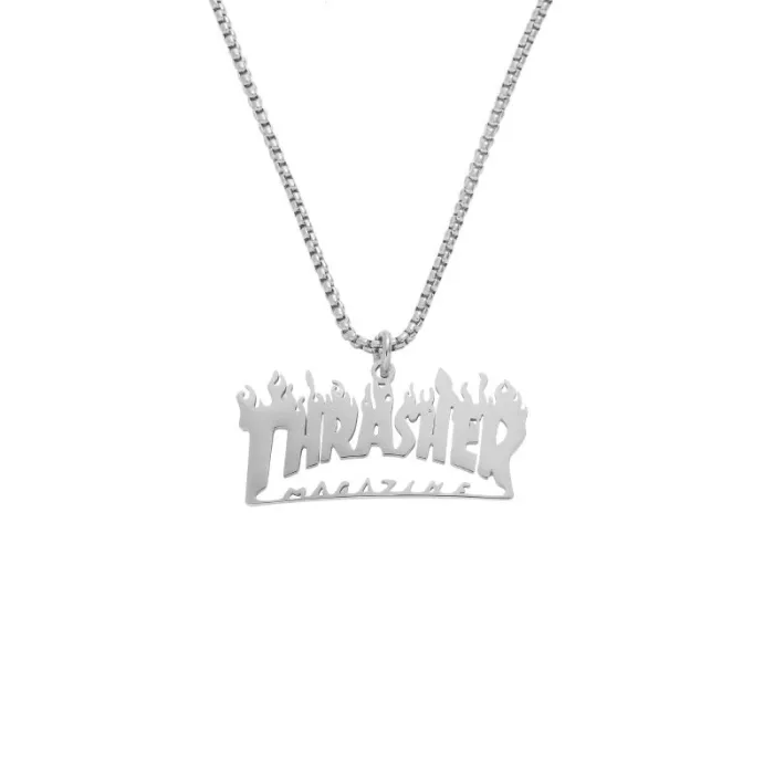 Hip-Hop Titanium Steel Flame Letter Pendant Necklace – Customizable Street Dance Accessory | Trendy Party Jewelry | Wholesale