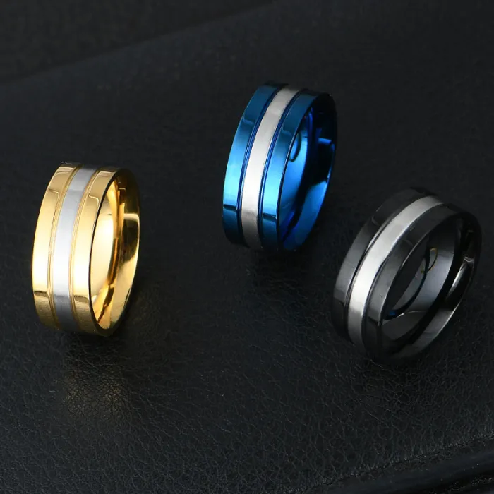 Matte Titanium Steel Ring – Men’s Personalized Gold-Edged Band | INS Style Fashion Jewelry | Minimalist Statement Ring | Wholesale