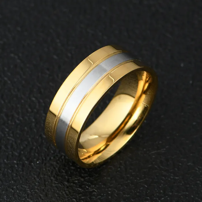 Matte Titanium Steel Ring – Men’s Personalized Gold-Edged Band | INS Style Fashion Jewelry | Minimalist Statement Ring | Wholesale