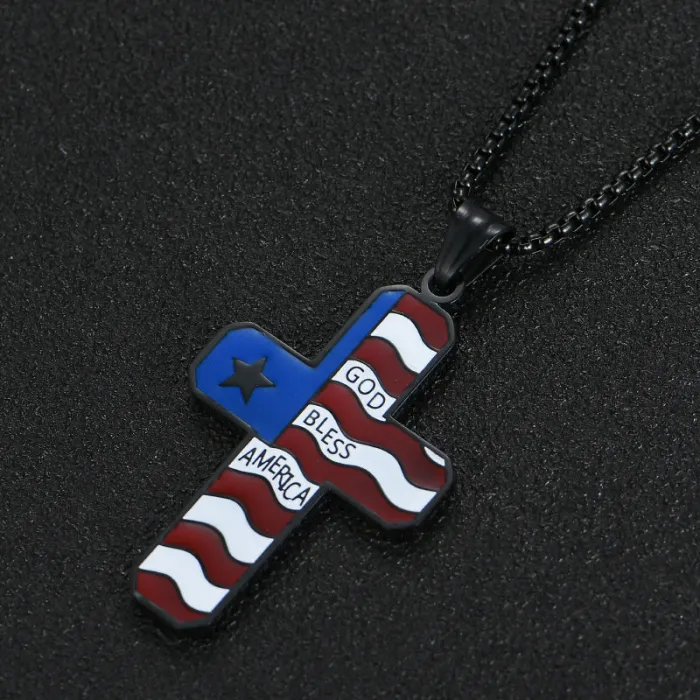 18K Gold Plated Hip-Hop Pendant – Creative Titanium Steel Cross Necklace with Pentagram Charm for Men | Trendy Streetwear Jewelry | Wholesale