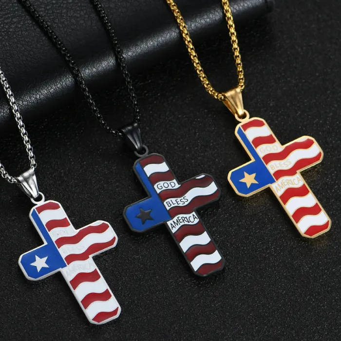 18K Gold Plated Hip-Hop Pendant – Creative Titanium Steel Cross Necklace with Pentagram Charm for Men | Trendy Streetwear Jewelry | Wholesale