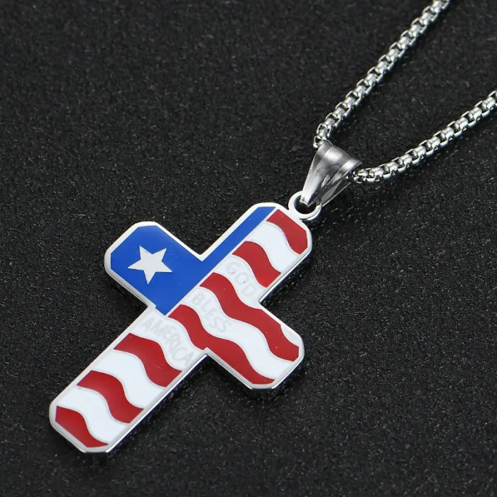 18K Gold Plated Hip-Hop Pendant – Creative Titanium Steel Cross Necklace with Pentagram Charm for Men | Trendy Streetwear Jewelry | Wholesale