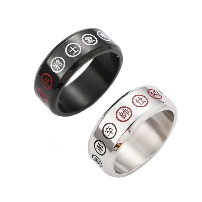 Chinese Chess Ring for Men – Stainless Steel Ethnic-Style Symbol Ring | Trendy Accessory for Xiangqi Lovers | Gift Jewelry | Wholesale