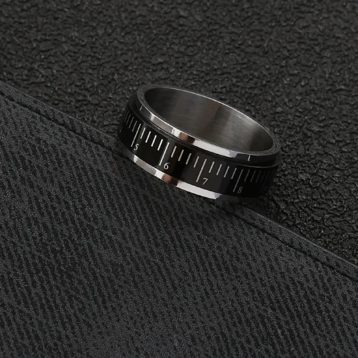 Minimalist Ruler Ring for Men – Rotatable Titanium Steel Ring with Engraving | Student Style Fashion Accessory | Wholesale