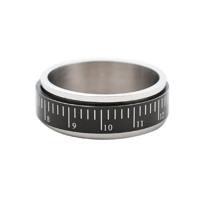 Minimalist Ruler Ring for Men – Rotatable Titanium Steel Ring with Engraving | Student Style Fashion Accessory | Wholesale