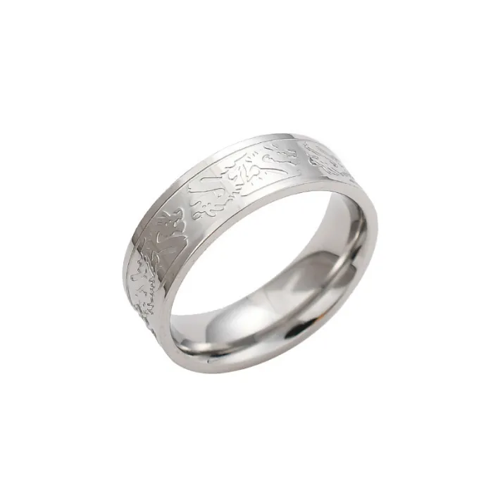 Chinese Dragon Pattern Ring – Bold Titanium Steel Ring for Men | Biker Style Statement Jewelry | Wholesale Trendy Accessories