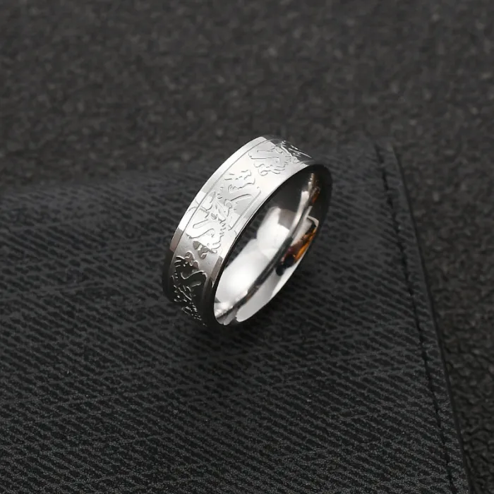 Chinese Dragon Pattern Ring – Bold Titanium Steel Ring for Men | Biker Style Statement Jewelry | Wholesale Trendy Accessories