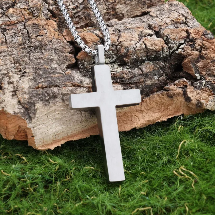 Vintage Polished Cross Pendant Necklace – Minimalist Stainless Steel Unfading Jewelry for Men & Women | Retro Style | Wholesale