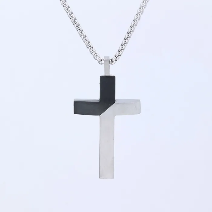 Vintage Polished Cross Pendant Necklace – Minimalist Stainless Steel Unfading Jewelry for Men & Women | Retro Style | Wholesale