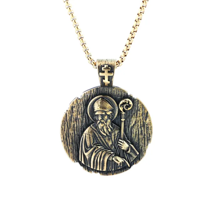 Minimalist Elder Portrait Pendant – Stainless Steel Retro Tag Necklace for Men | Trendy Street Style Jewelry | Wholesale