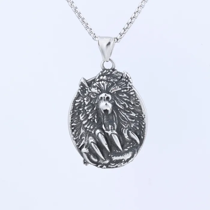 Punk Bear Claw Pendant – Retro Street Style Stainless Steel Necklace for Men | Fade-Resistant Gothic Jewelry | Wholesale