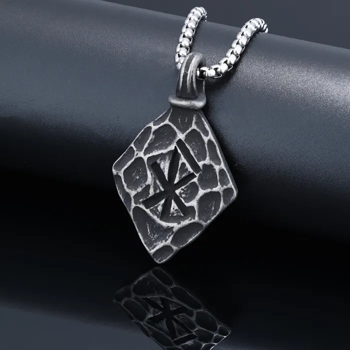Viking Rune Pendant – Stainless Steel Nordic Symbol Necklace | Retro Punk Style Jewelry for Men | Factory Wholesale Promotion