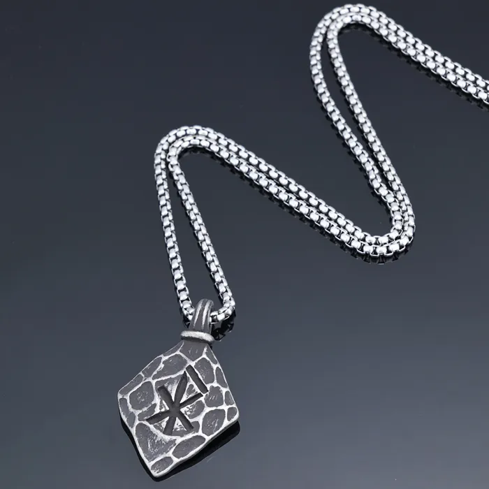 Viking Rune Pendant – Stainless Steel Nordic Symbol Necklace | Retro Punk Style Jewelry for Men | Factory Wholesale Promotion
