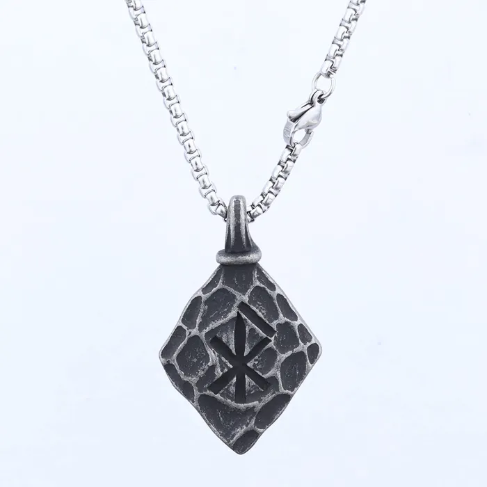 Viking Rune Pendant – Stainless Steel Nordic Symbol Necklace | Retro Punk Style Jewelry for Men | Factory Wholesale Promotion