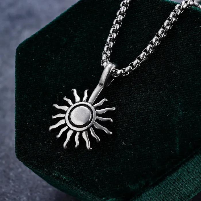 Sun God Necklace – Original Design Stainless Steel Pendant with 18K Gold Vacuum Plating | Statement Solar Jewelry | Wholesale