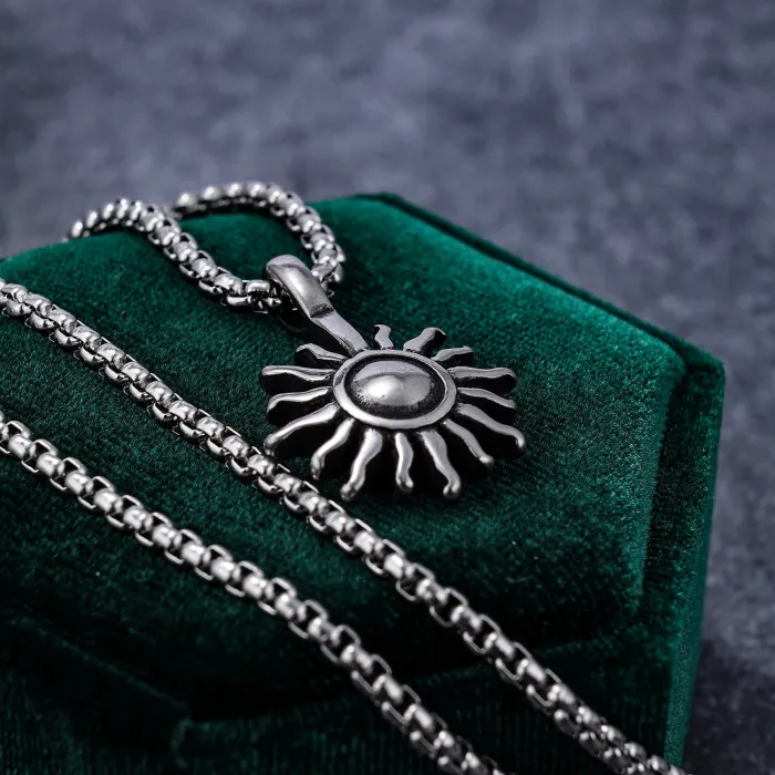 Sun God Necklace – Original Design Stainless Steel Pendant with 18K Gold Vacuum Plating | Statement Solar Jewelry | Wholesale