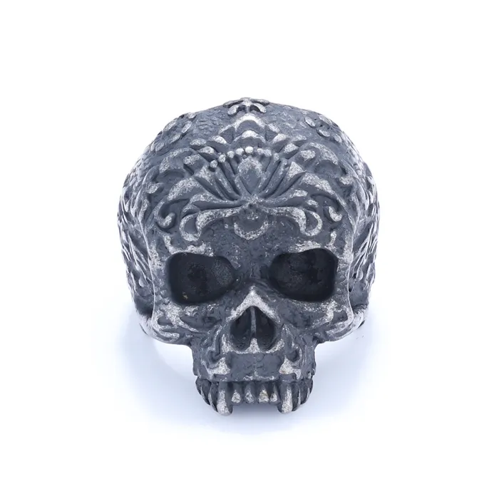 Vintage Skull Ring – Distressed Finish Stainless Steel Biker Ring for Men | Bold Gothic Punk Style | Streetwear Hip Hop Jewelry | Wholesale