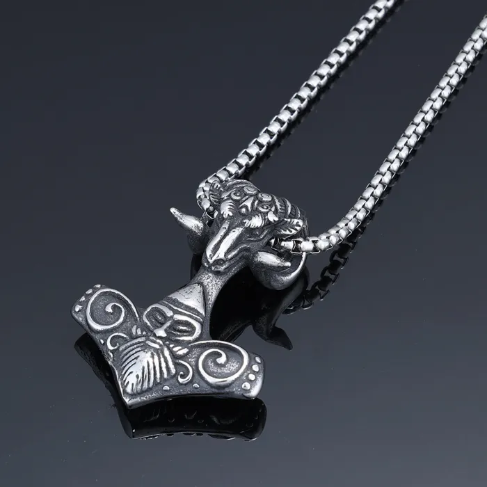 Viking Celtic Knot Pendant – Nordic Ram Head Necklace in Stainless Steel | Titanium Steel Men’s Jewelry | Bold Norse Amulet | Wholesale