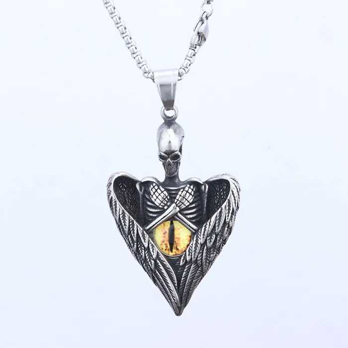 Evil Eye Hand Pendant – Gothic Demon Eye Necklace with Blue Eye Detail | Stainless Steel Retro Amulet Jewelry | Wholesale