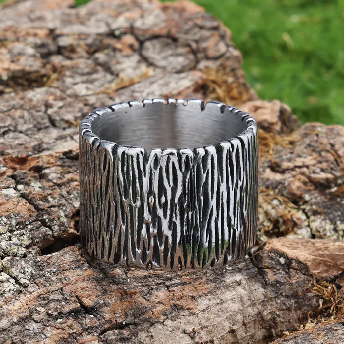 Geometric Line Viking Punk Ring – Minimalist Stainless Steel Unisex Band | Nordic Style Statement Jewelry | Wholesale