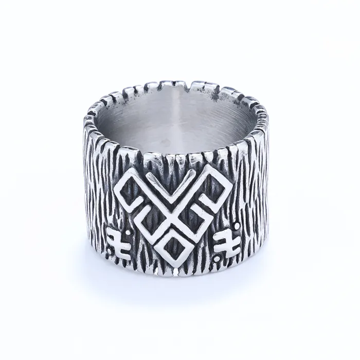Geometric Line Viking Punk Ring – Minimalist Stainless Steel Unisex Band | Nordic Style Statement Jewelry | Wholesale